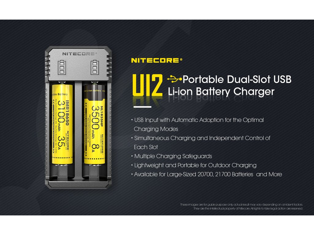 Intelligentes Ladegerät NITECORE UI2 mit USB-Netzkabel für 2x Li-Ion- und IMR-Akkus